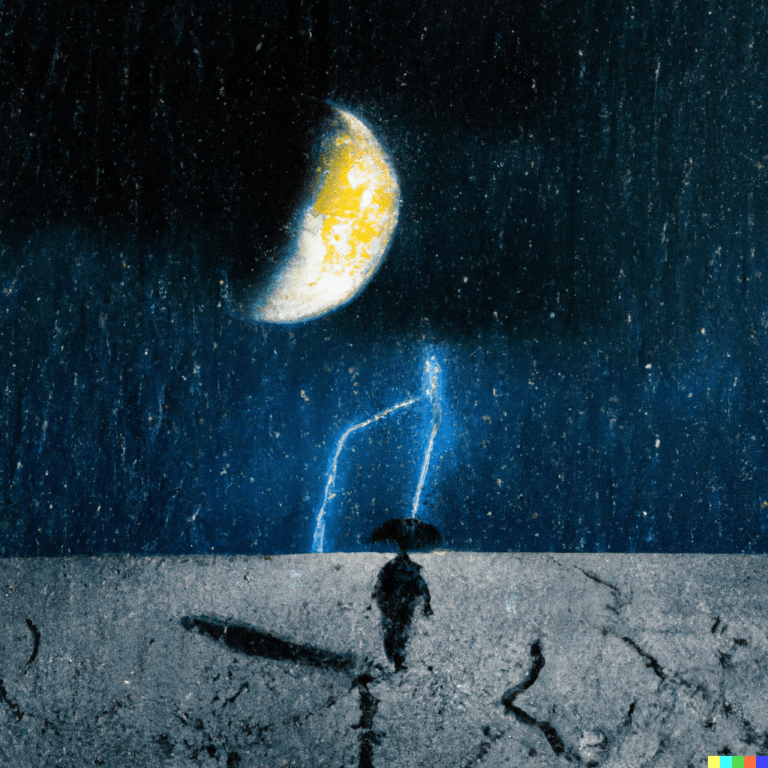 10 Best AI Art Generators Of 2024 I Tested Them All   DALL·E 2022 10 05 08.39.52 A Man Walking On The Moon During A Thunderstorm 768x768 